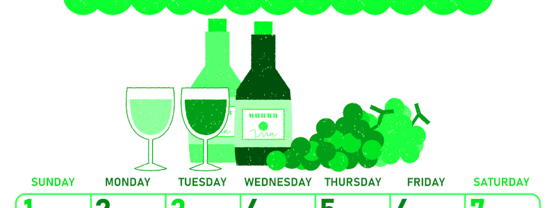 2026年11月縦型日曜始まり ぶどうイラストのかわいいA4無料グリーンのカレンダー(2026-00951110)