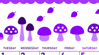 2026年9月縦型月曜始まり 秋の季節イラストがかわいいA4無料パープルのカレンダー(2026-01010911)