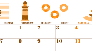 2026年7月横型月曜始まり マリンなイラストのかわいいA4無料オレンジのカレンダー(2026-01030701)