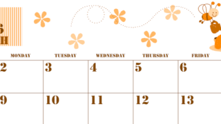 2026年3月横型日曜始まり パンケーキイラストのかわいいA4無料オレンジのカレンダー(2026-01030300)