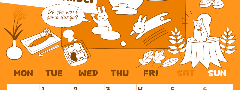 2026年9月縦型月曜始まり 森の動物イラストがかわいいA4無料オレンジのカレンダー(2026-01060911)