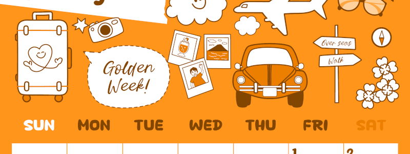 2026年5月縦型日曜始まり GWイラストのかわいいA4無料オレンジのカレンダー(2026-01060510)