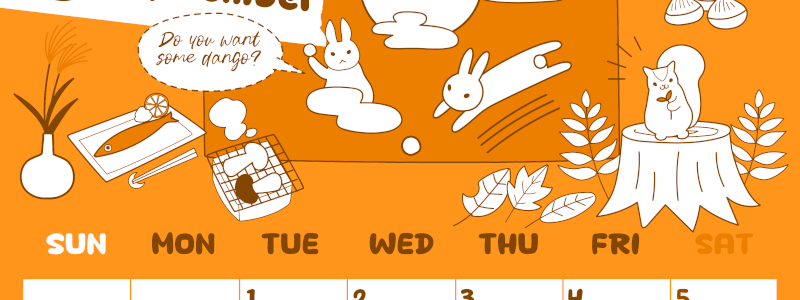 2026年9月縦型日曜始まり 森の動物イラストがかわいいA4無料オレンジのカレンダー(2026-01060910)