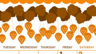 2026年5月縦型月曜始まり いちごイラストのかわいいA4無料オレンジのカレンダー(2026-01070511)