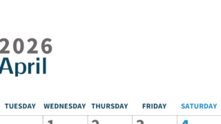 2026年4月縦型月曜始まり 書き込みしやすい文字が大きなA4無料シンプルなカレンダー(2026-01090411)