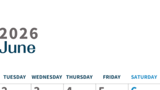 2026年6月縦型月曜始まり 書き込みしやすい文字が大きなA4無料シンプルなカレンダー(2026-01090611)