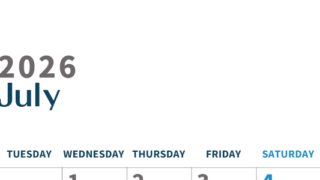 2026年7月縦型月曜始まり  書き込みしやすい文字が大きなA4無料シンプルなカレンダー(2026-01090711)