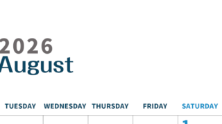2026年8月縦型月曜始まり 書き込みしやすい文字が大きなA4無料シンプルなカレンダー(2026-01090811)