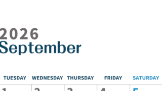 2026年9月縦型月曜始まり 書き込みしやすい文字が大きなA4無料シンプルなカレンダー(2026-01090911)