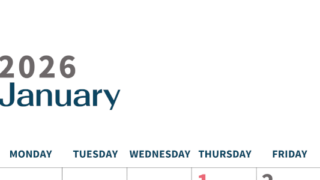 2026年1月縦型日曜始まり 書き込みしやすい文字が大きなA4無料シンプルなカレンダー(2026-01090110)