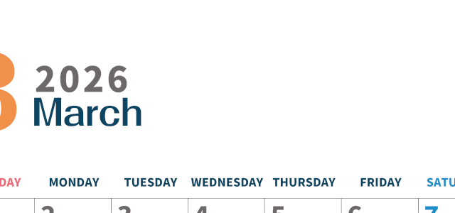 2026年3月縦型日曜始まり 書き込みしやすい文字が大きなA4無料シンプルなカレンダー(2026-01090310)