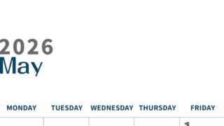 2026年5月縦型日曜始まり 書き込みしやすい文字が大きなA4無料シンプルなカレンダー(2026-01090510)