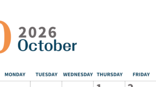 2026年10月縦型日曜始まり 書き込みしやすい文字が大きなA4無料シンプルなカレンダー(2026-01091010)