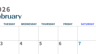 2026年2月横型月曜始まり 書き込みしやすい文字が大きなA4無料シンプルなカレンダー(2026-01090201)