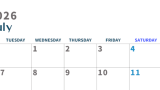 2026年7月横型月曜始まり  書き込みしやすい文字が大きなA4無料シンプルなカレンダー(2026-01090701)