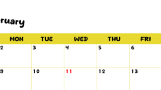 2026年2月横型日曜始まり 書き込みしやすい文字が大きなA4無料シンプルなカレンダー(2026-01110200)