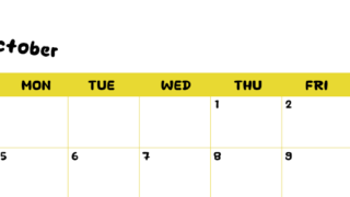 2026年10月横型日曜始まり 書き込みしやすい文字が大きなA4無料シンプルなカレンダー(2026-01111000)