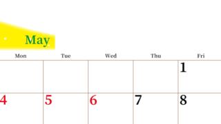 2026年5月横型日曜始まり 大きい文字が見やすく書き込みも楽なA4無料シンプルカレンダー(2026-01120500)