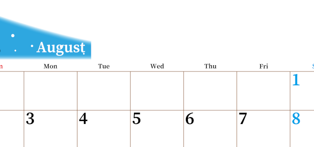 2026年8月横型日曜始まり 大きい文字が見やすく書き込みも楽なA4無料シンプルカレンダー(2026-01120800)