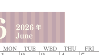 2026年6月縦型日曜始まり 書き込みしやすい文字が大きなA4無料シンプルなカレンダー(2026-01130610)