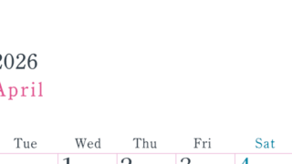2026年4月縦型月曜始まり シンプルで書き込みしやすい文字が大きい見やすいおすすめの無料カレンダー(2026-01150411)