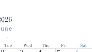 2026年6月縦型月曜始まり シンプルで書き込みしやすい文字が大きい見やすいおすすめの無料カレンダー(2026-01150611)