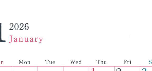 2026年1月縦型日曜始まり シンプルで書き込みしやすい文字が大きい見やすいおすすめの無料カレンダー(2026-01150110)