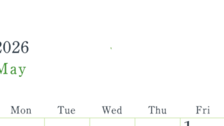 2026年5月縦型日曜始まり シンプルで書き込みしやすい文字が大きい見やすいおすすめの無料カレンダー(2026-01150510)
