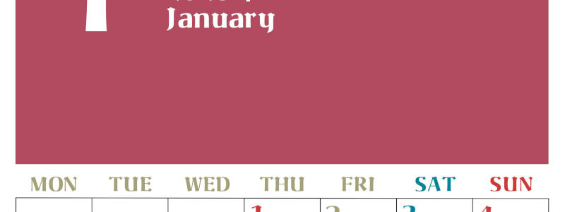 2026年1月のシンプルなカレンダーは縦型月のシンプルなカレンダーは曜始まりで大きい文字が見やすい書き込みも楽なA4サイズの無料素材(2026-01160111)