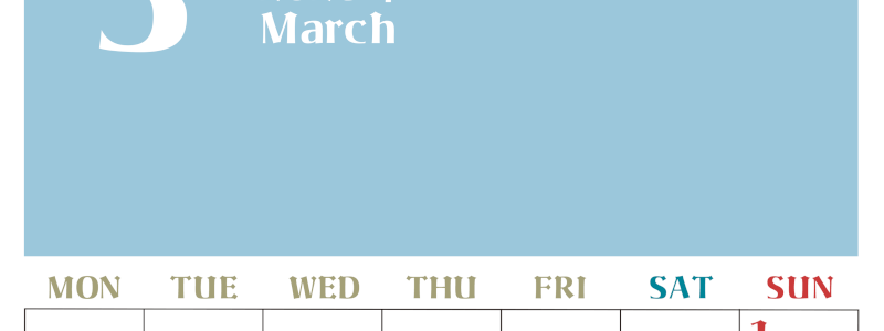 2026年3月のシンプルなカレンダーは縦型月のシンプルなカレンダーは曜始まりで大きい文字が見やすい書き込みも楽なA4サイズの無料素材(2026-01160311)