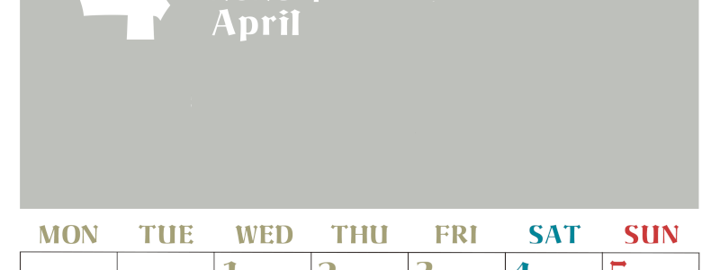 2026年4月のシンプルなカレンダーは縦型月のシンプルなカレンダーは曜始まりで大きい文字が見やすい書き込みも楽なA4サイズの無料素材(2026-01160411)