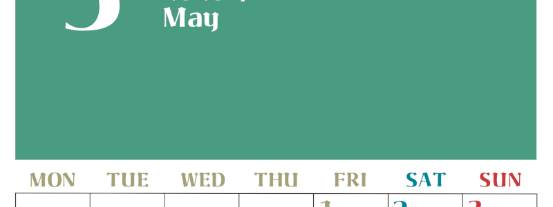 2026年5月のシンプルなカレンダーは縦型月のシンプルなカレンダーは曜始まりで大きい文字が見やすい書き込みも楽なA4サイズの無料素材(2026-01160511)