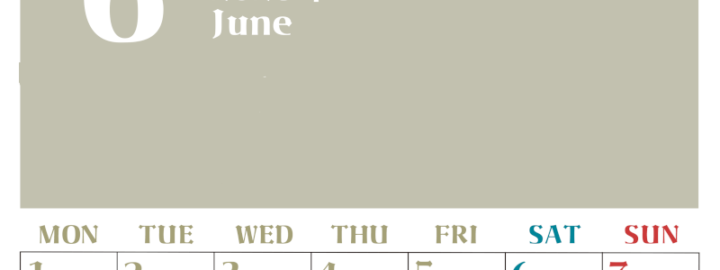 2026年6月のシンプルなカレンダーは縦型月のシンプルなカレンダーは曜始まりで大きい文字が見やすい書き込みも楽なA4サイズの無料素材(2026-01160611)