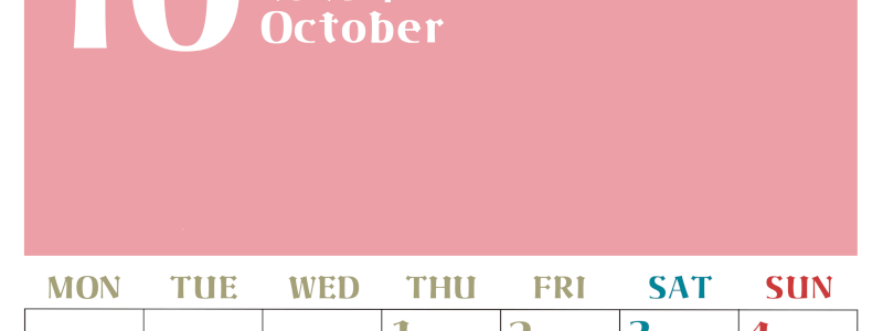 2026年10月のシンプルなカレンダーは縦型月のシンプルなカレンダーは曜始まりで大きい文字が見やすい書き込みも楽なA4サイズの無料素材(2026-01161011)