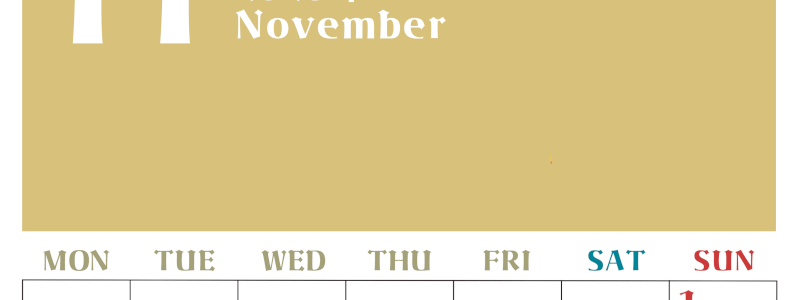 2026年11月のシンプルなカレンダーは縦型月のシンプルなカレンダーは曜始まりで大きい文字が見やすい書き込みも楽なA4サイズの無料素材(2026-01161111)
