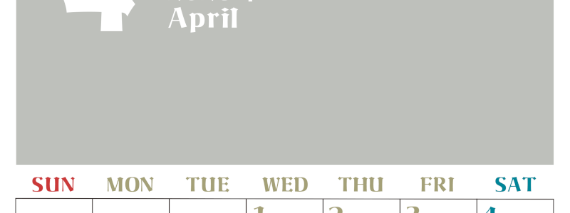 2026年4月のシンプルなカレンダーは縦型日曜始まりで大きい文字が見やすい書き込みも楽なA4サイズの無料素材(2026-01160410)