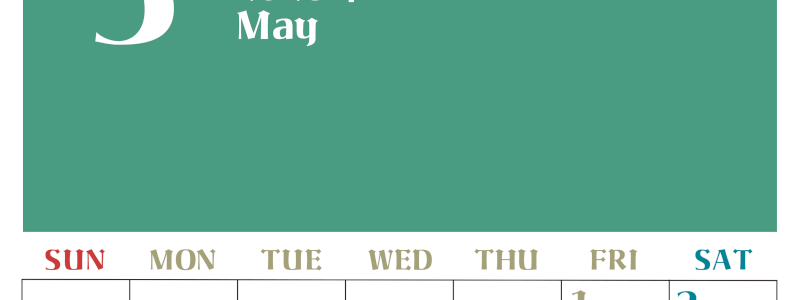2026年5月のシンプルなカレンダーは縦型日曜始まりで大きい文字が見やすい書き込みも楽なA4サイズの無料素材(2026-01160510)