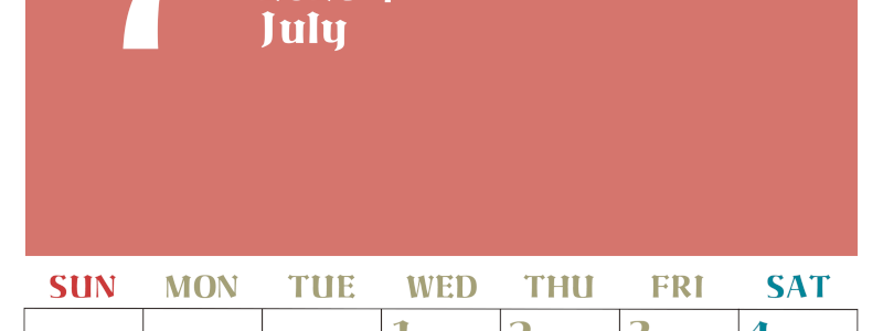 2026年7月のシンプルなカレンダーは縦型日曜始まりで 大きい文字が見やすい書き込みも楽なA4サイズの無料素材(2026-01160710)