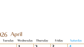 2026年4月縦型の月曜始まりカレンダー♪シンプルで書き込みしやすい文字が大きなA4用紙向け（無料）(2026-01170411)