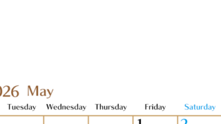 2026年5月縦型の月曜始まりカレンダー♪シンプルで書き込みしやすい文字が大きなA4用紙向け（無料）(2026-01170511)