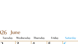 2026年6月縦型の月曜始まりカレンダー♪シンプルで書き込みしやすい文字が大きなA4用紙向け（無料）(2026-01170611)