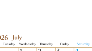 2026年7月縦型の月曜始まりカレンダー♪シンプルで 書き込みしやすい文字が大きなA4用紙向け（無料）(2026-01170711)