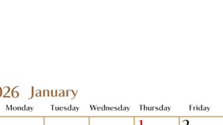 2026年1月縦型の日曜始まりカレンダー♪シンプルで書き込みしやすい文字が大きなA4用紙向け（無料）(2026-01170110)