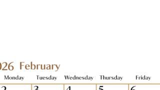 2026年2月縦型の日曜始まりカレンダー♪シンプルで書き込みしやすい文字が大きなA4用紙向け（無料）(2026-01170210)