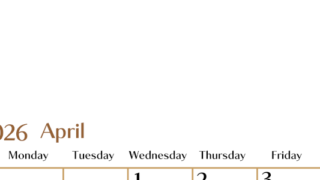 2026年4月縦型の日曜始まりカレンダー♪シンプルで書き込みしやすい文字が大きなA4用紙向け（無料）(2026-01170410)