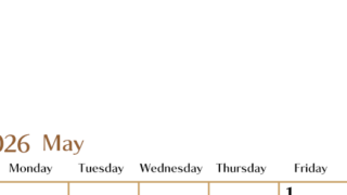 2026年5月縦型の日曜始まりカレンダー♪シンプルで書き込みしやすい文字が大きなA4用紙向け（無料）(2026-01170510)