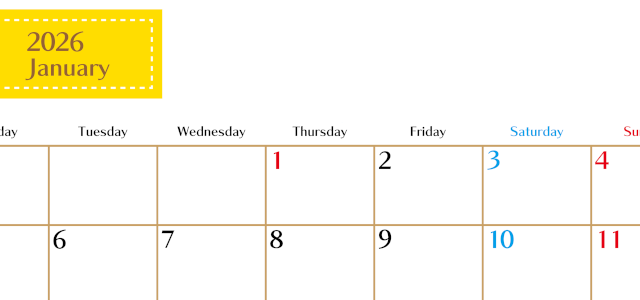 2026年1月横型の月曜始まりカレンダー♪シンプルで書き込みしやすい文字が大きなA4用紙向け（無料）(2026-01170101)