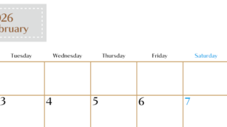 2026年2月横型の月曜始まりカレンダー♪シンプルで書き込みしやすい文字が大きなA4用紙向け（無料）(2026-01170201)