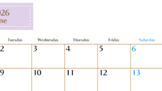 2026年6月横型の月曜始まりカレンダー♪シンプルで書き込みしやすい文字が大きなA4用紙向け（無料）(2026-01170601)