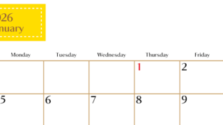 2026年1月横型の日曜始まりカレンダー♪シンプルで書き込みしやすい文字が大きなA4用紙向け（無料）(2026-01170100)